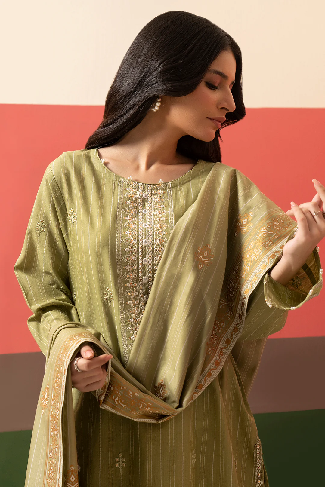Embroidered Kurta Dupatta Trouser - 3388 - Image 5