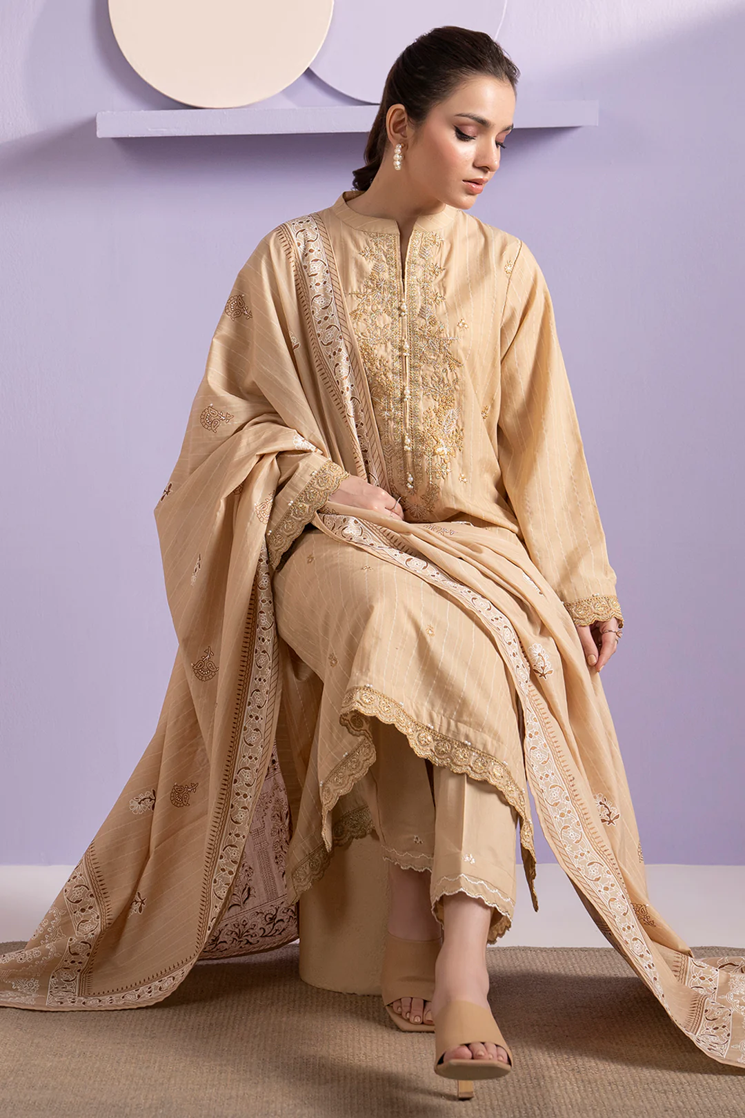 Embroidered Kurta Dupatta Trouser - 3392 - Image 4