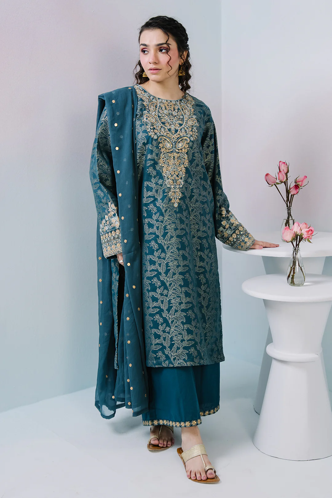 Embroidered Kurta Dupatta Trouser - 2523 - Image 3