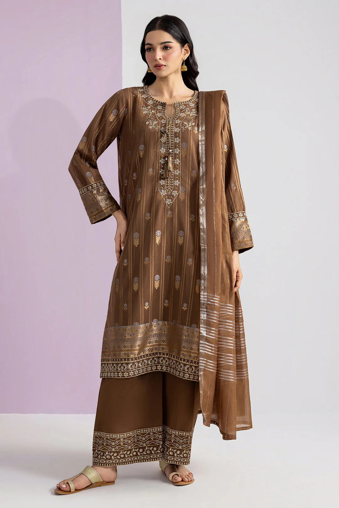 Embroidered Kurta Dupatta Trouser - 2530 - Image 3