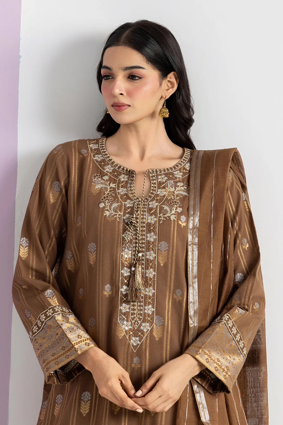 Embroidered Kurta Dupatta Trouser - 2530 - Image 4