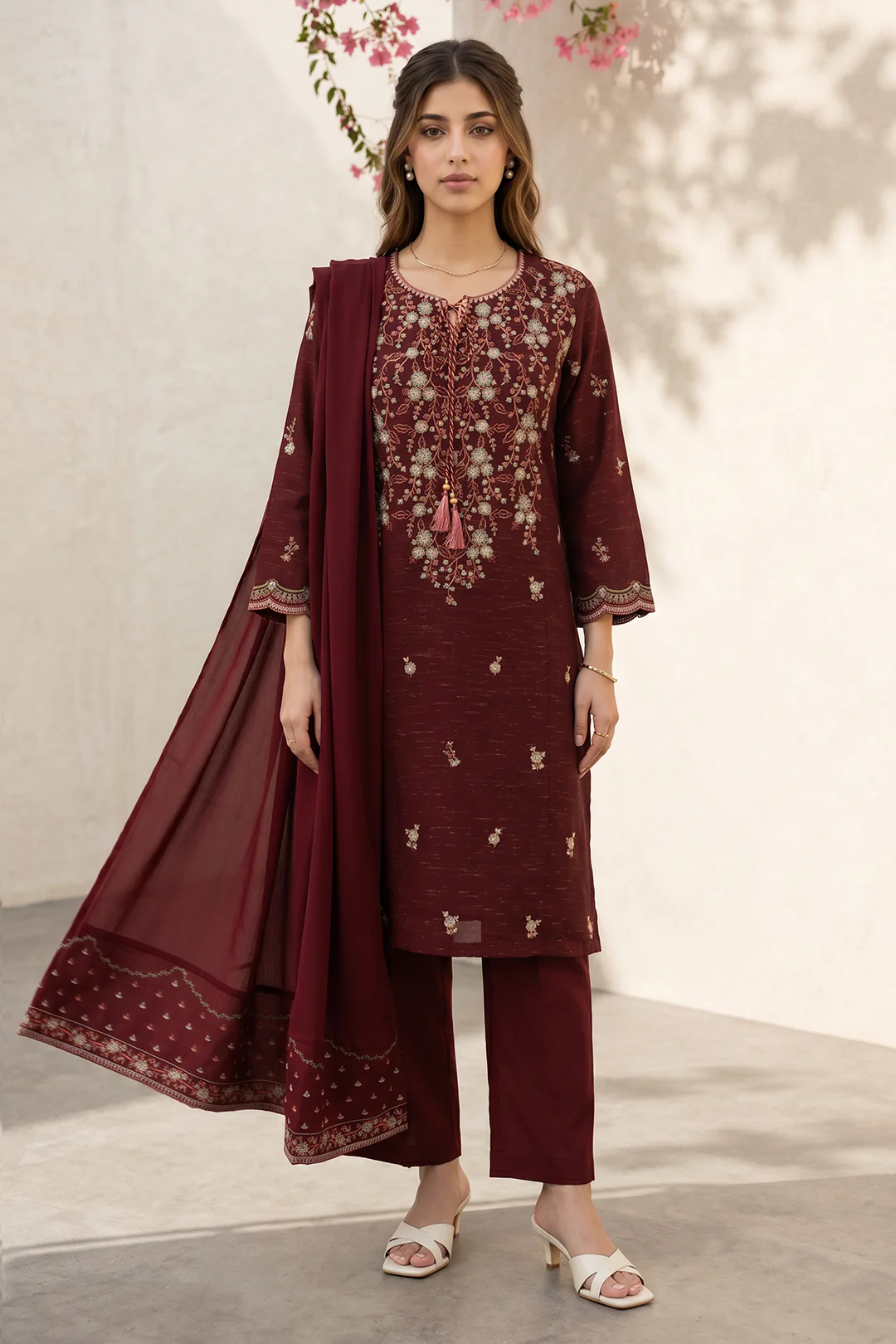 Embroidered Kurta Dupatta Trouser - 2557 - Image 5
