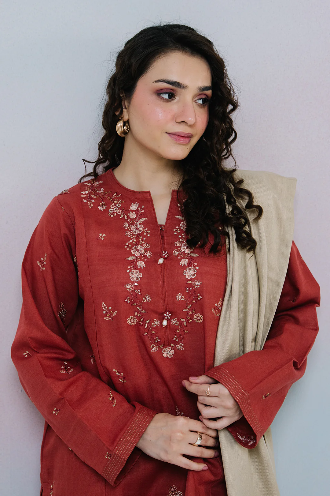 Embroidered Kurta Dupatta Trouser - 2558 - Image 2