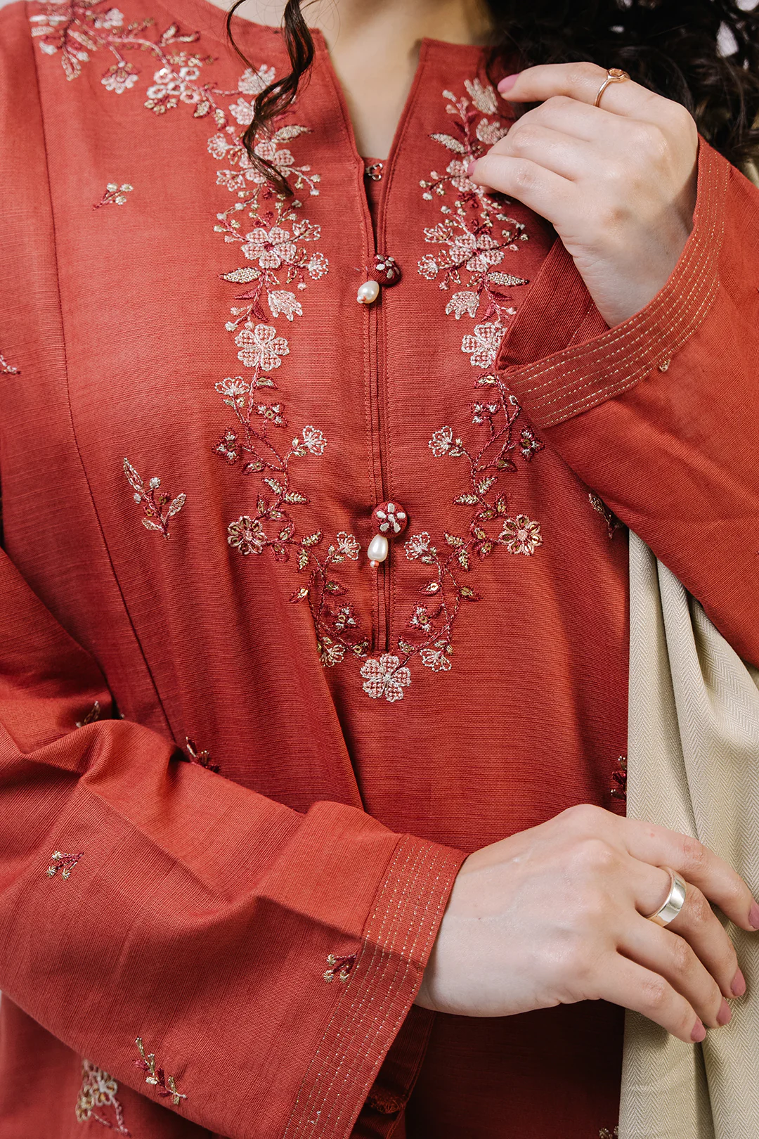 Embroidered Kurta Dupatta Trouser - 2558 - Image 5