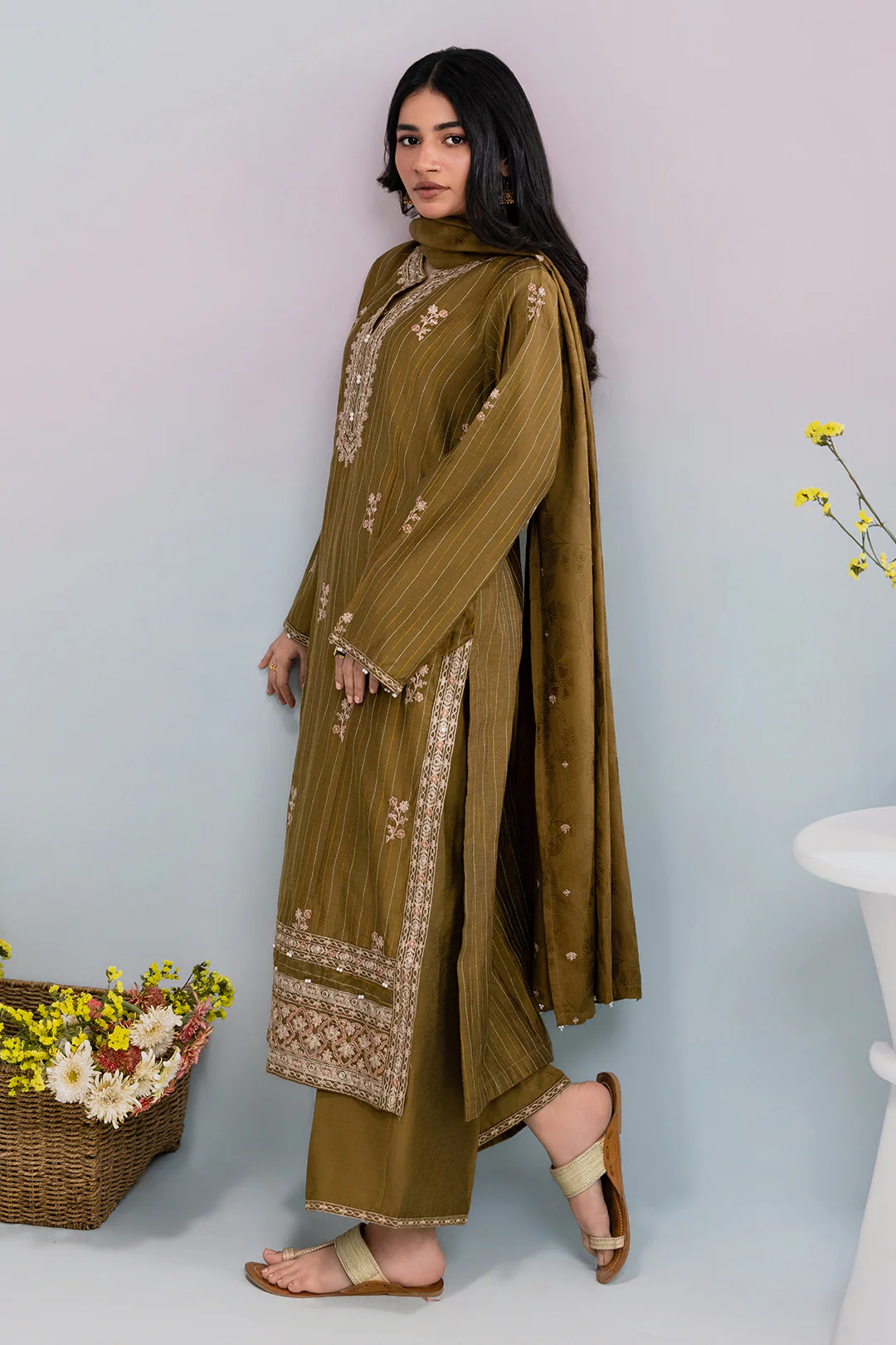 Embroidered Kurta Dupatta Trouser - 2561 - Image 6