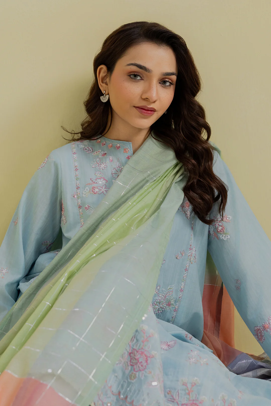 Embroidered Kurta Dupatta Trouser - 2563 - Image 3