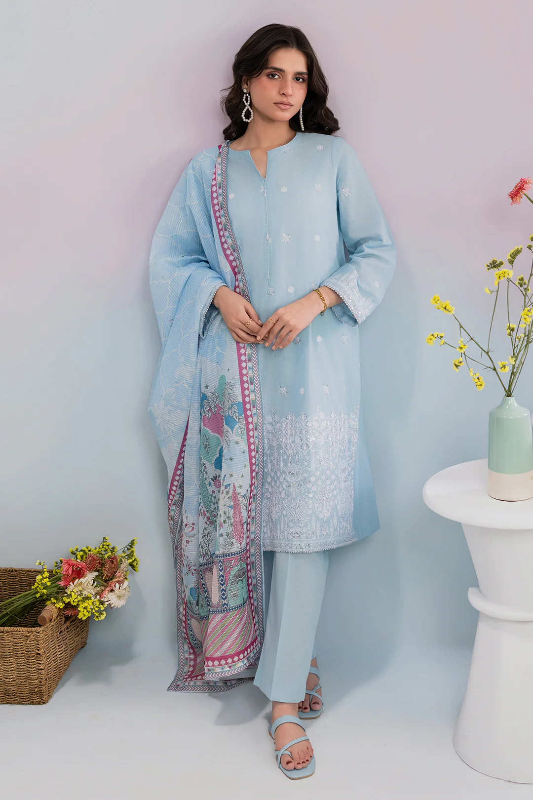 Embroidered Kurta Dupatta Trouser - 2577 - Image 2