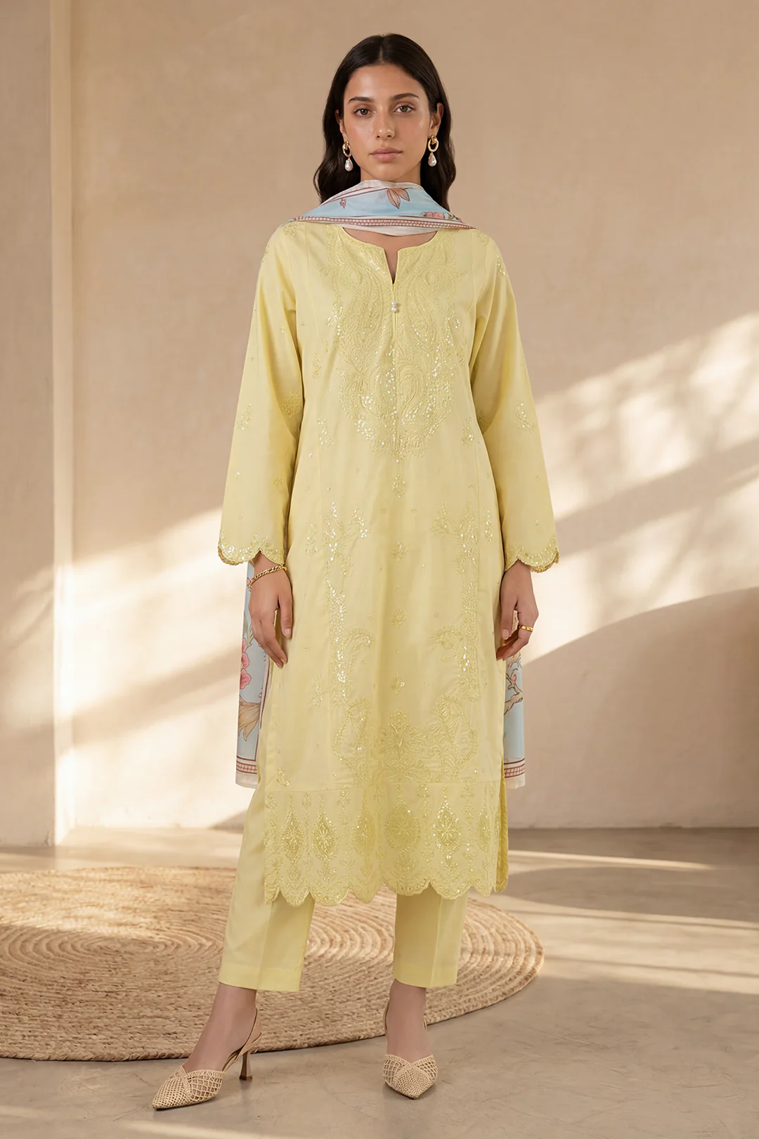 Embroidered Kurta Dupatta Trouser - 2578 - Image 2