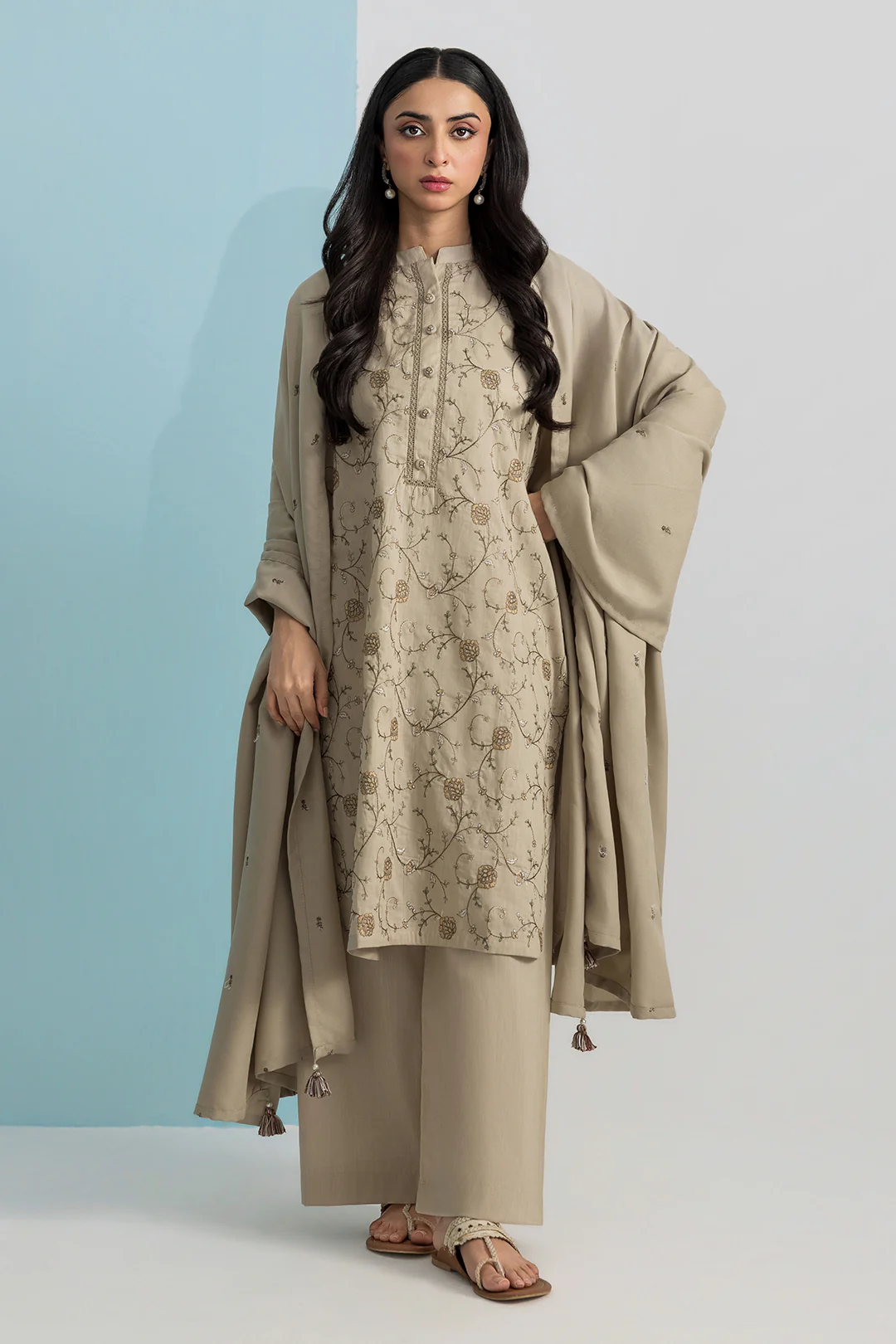 Embroidered Kurta Dupatta Trouser - 2589 - Image 5
