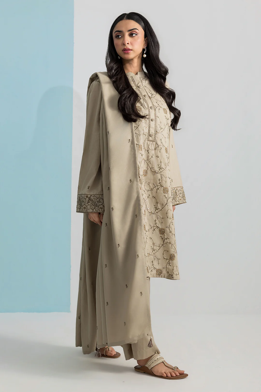 Embroidered Kurta Dupatta Trouser - 2589 - Image 6