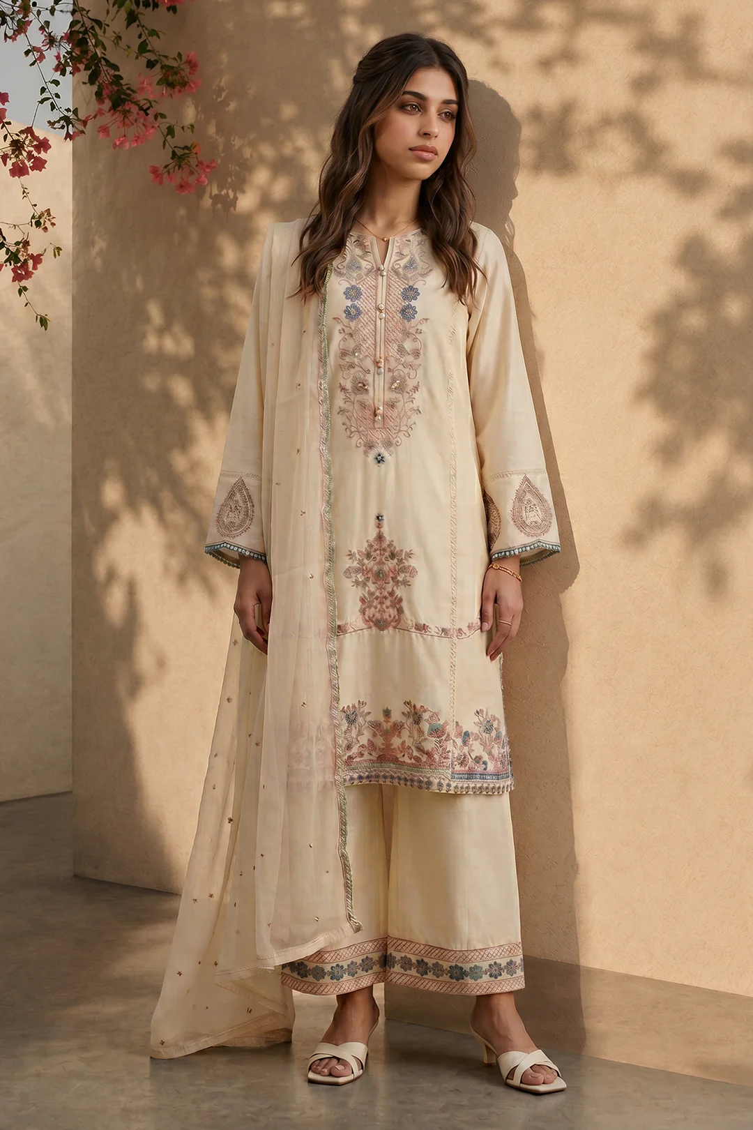 Embroidered Kurta Dupatta Trouser - 2602 - Image 3
