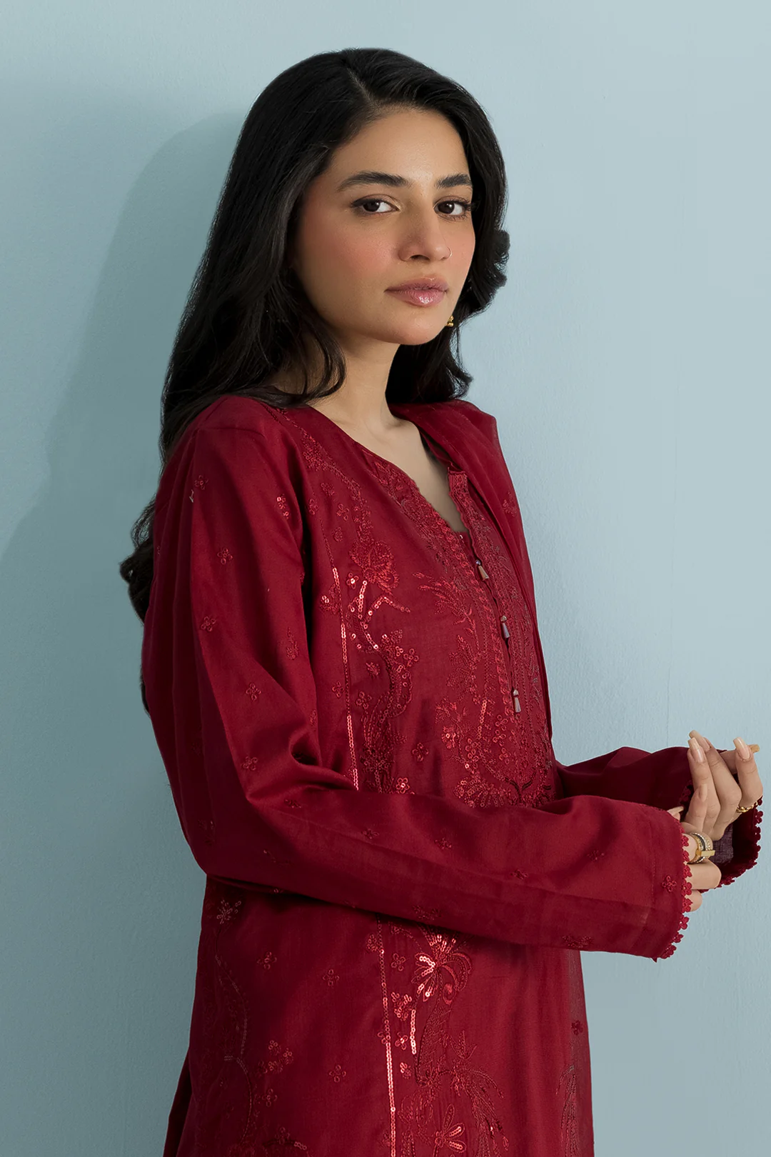 Embroidered Kurta Dupatta Trouser - 2607 - Image 2