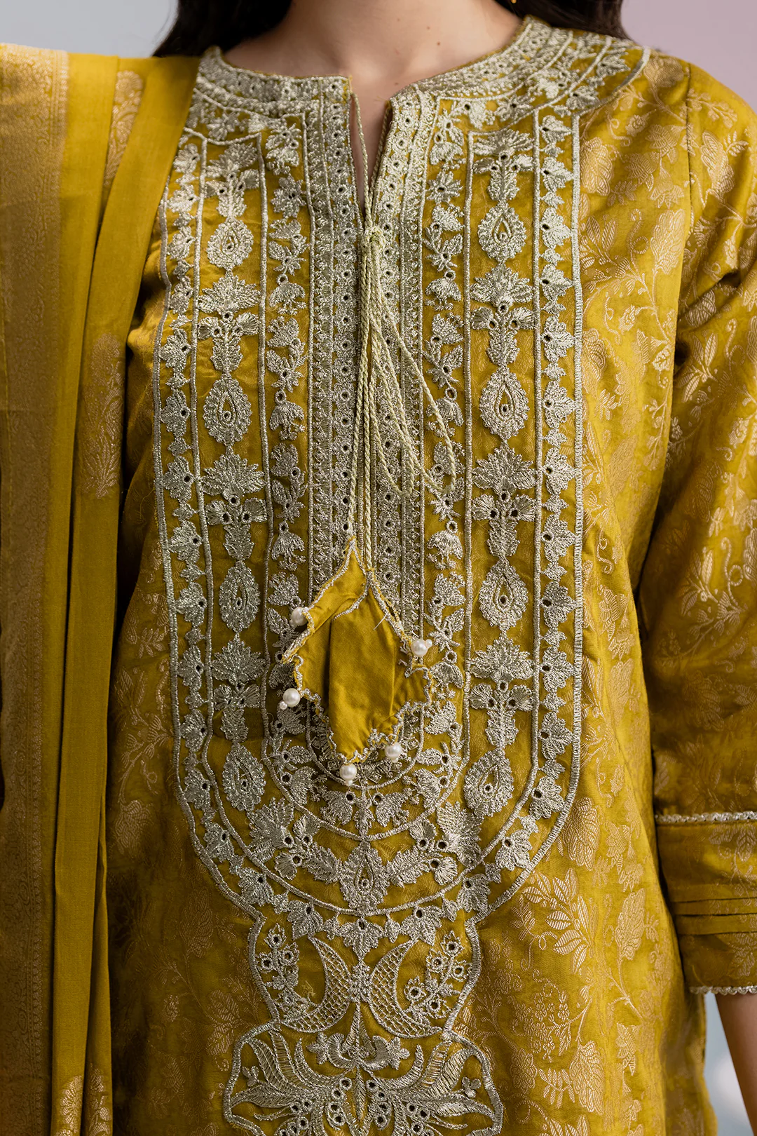 Embroidered Kurta Dupatta Trouser - 3258 - Image 4