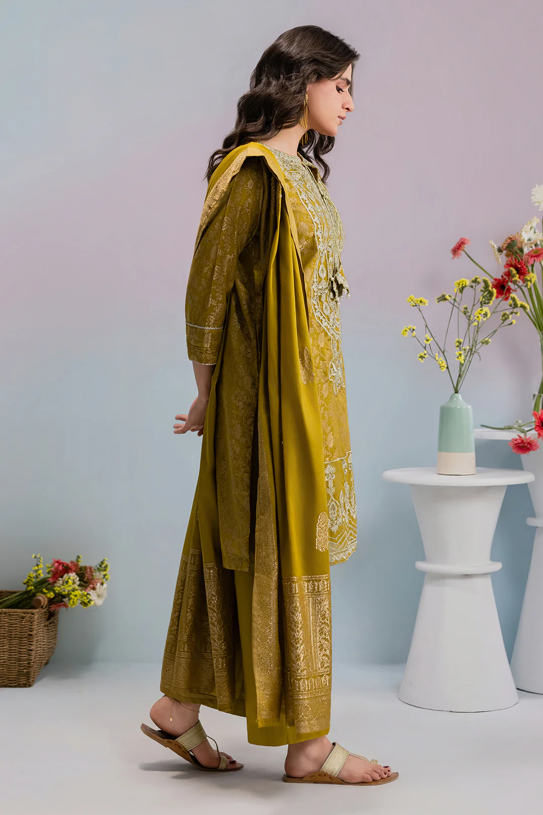 Embroidered Kurta Dupatta Trouser - 3258 - Image 6