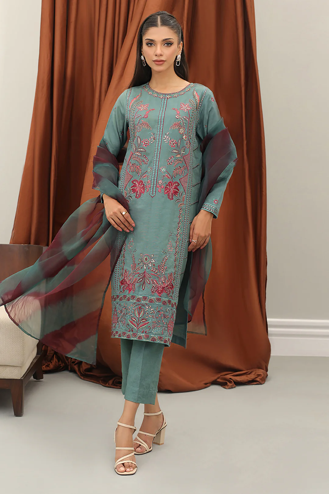 Embroidered Kurta Dupatta Trouser - 3287 - Image 6