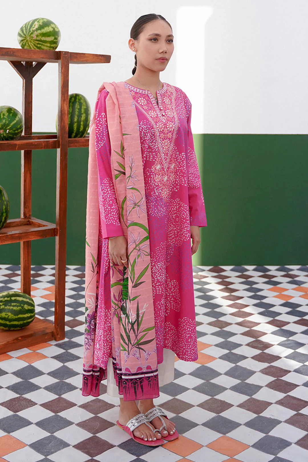 Embroidered  Kurta Dupatta - 0653 - Image 3