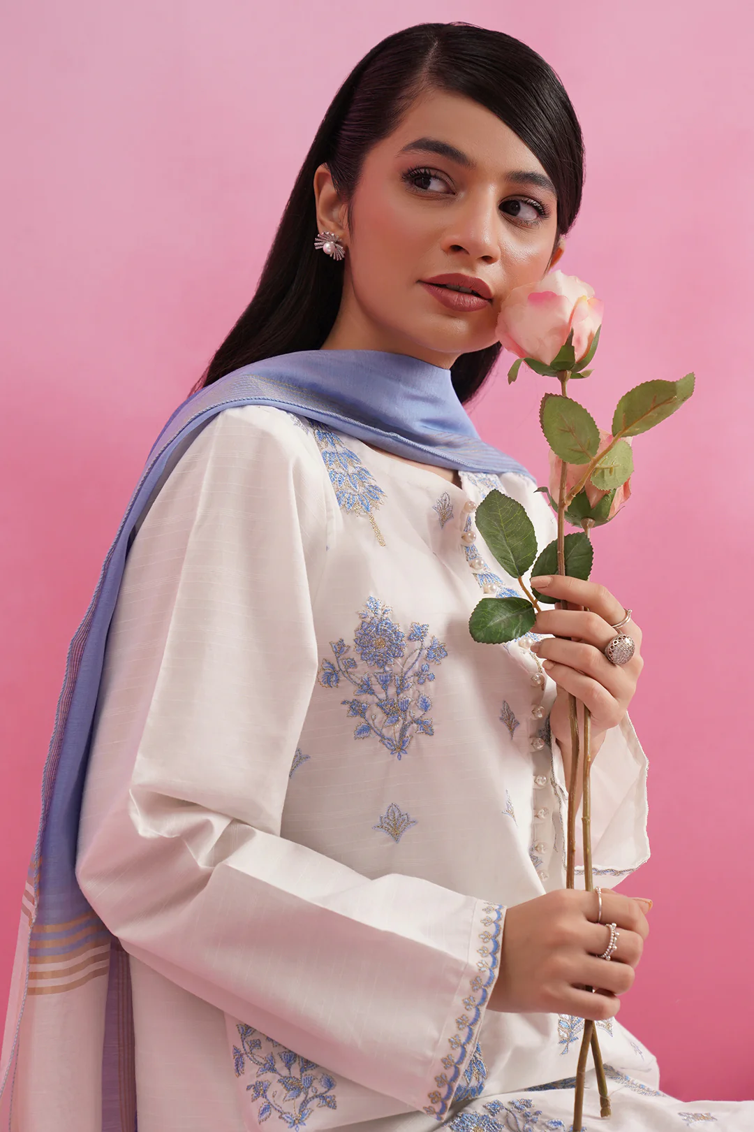 Embroidered Kurta Dupatta - 3211 - Image 2