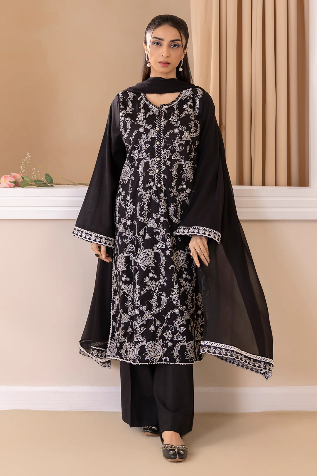 Embroidered Kurta Dupatta - 3326 - Image 3