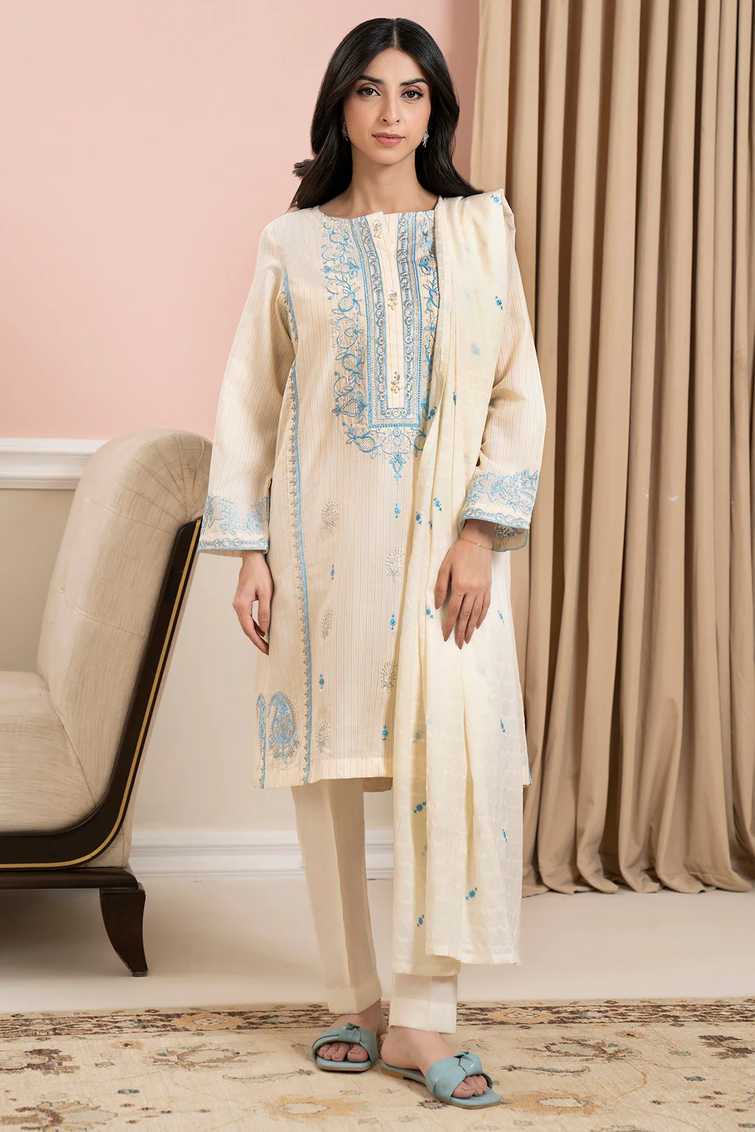 Embroidered Kurta Dupatta - 0974 - Image 2