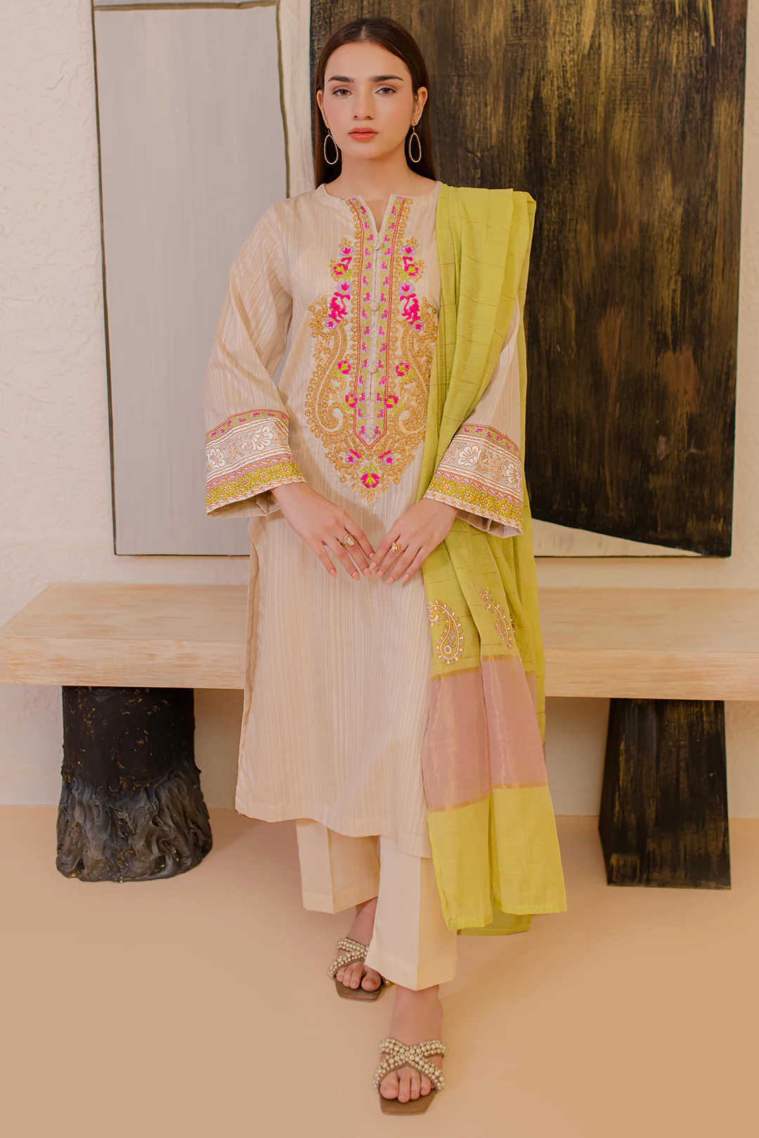 Embroidered Kurta Dupatta - 1094 - Image 7