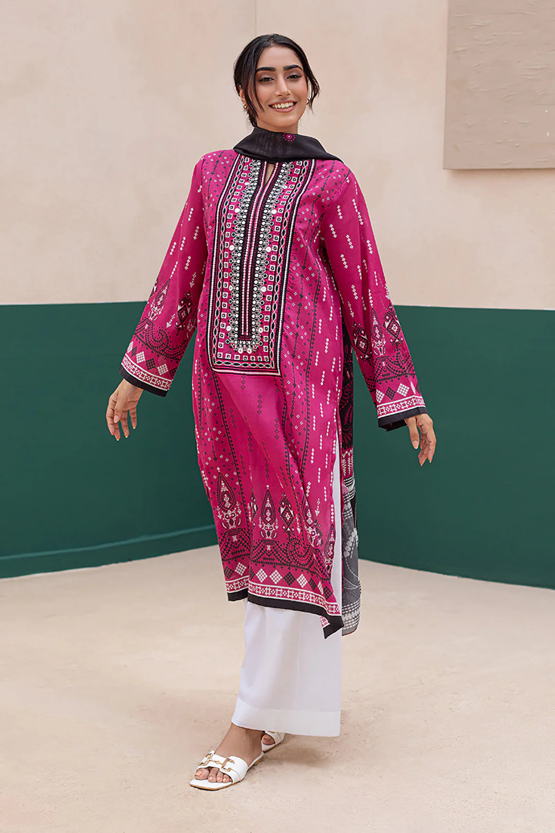 Embroidered  Kurta Dupatta - 1101 - Image 3