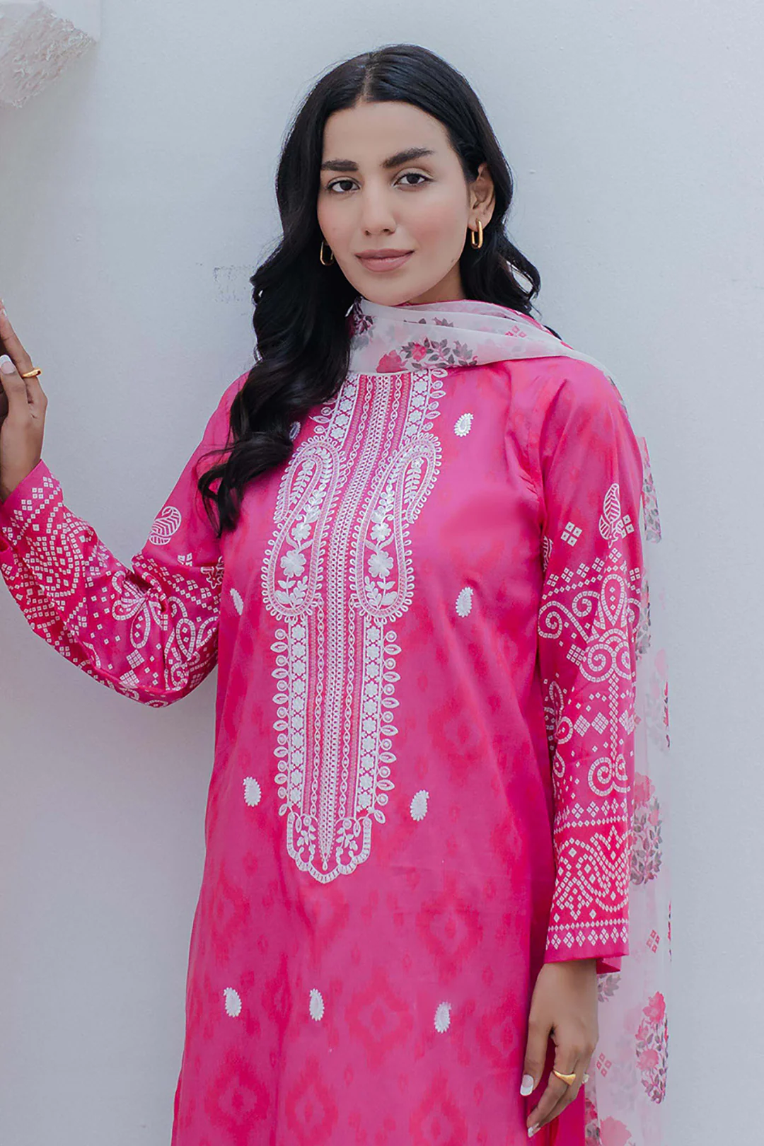 Embroidered  Kurta Dupatta - 1185 - Image 3