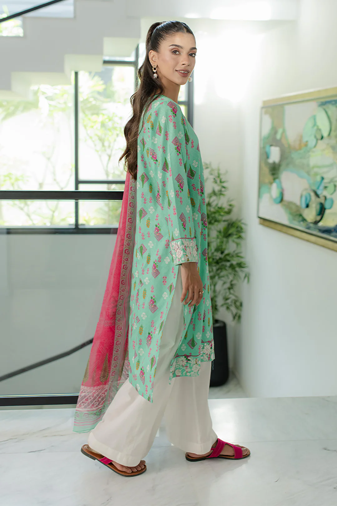 Embroidered Kurta Dupatta - 1704 - Image 3