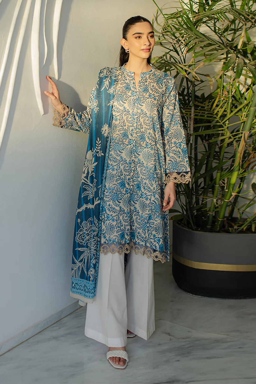 Embroidered  Kurta Dupatta - 1706 - Image 2