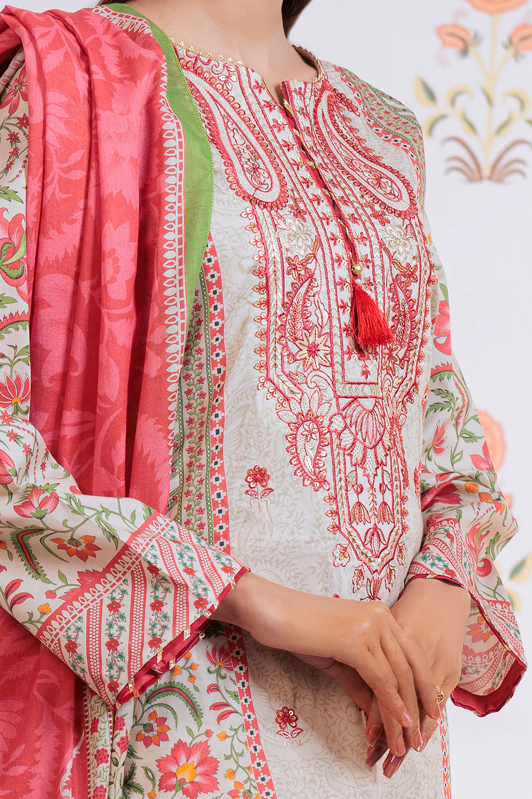 Embroidered Kurta Dupatta - 1895 - Image 6