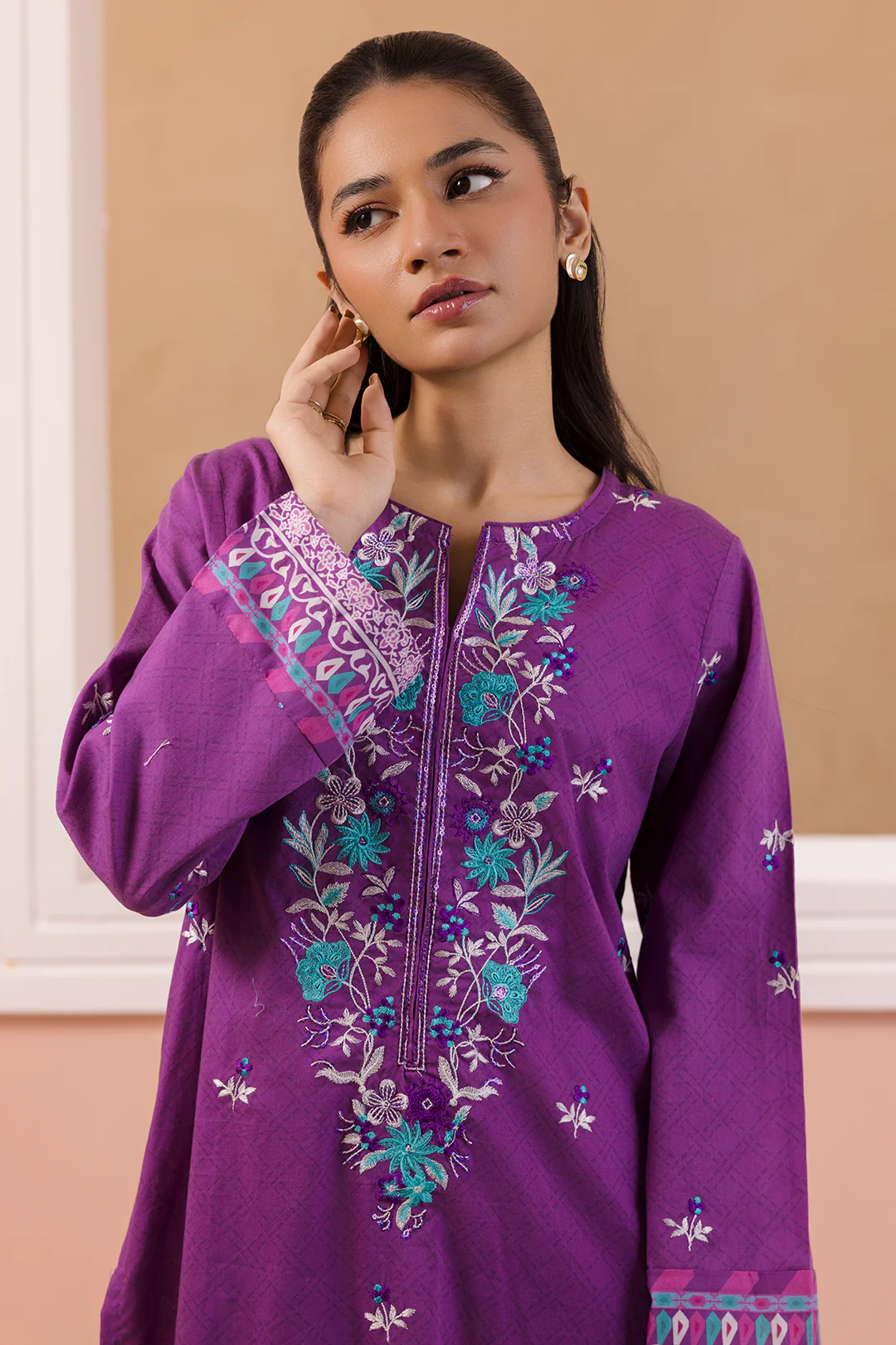 Embroidered Kurta Dupatta - 1896