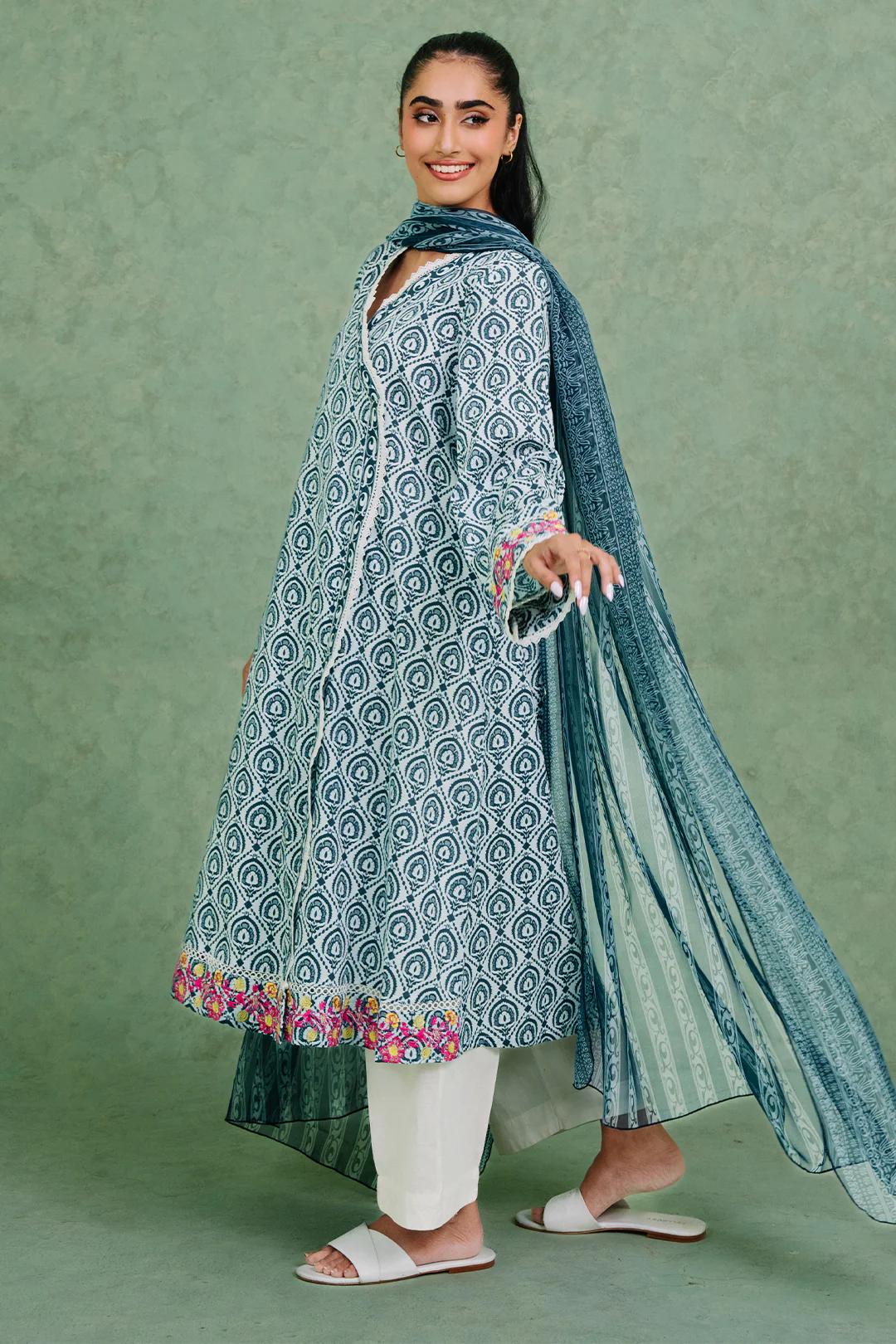 Embroidered  Kurta Dupatta - 1897 - Image 3