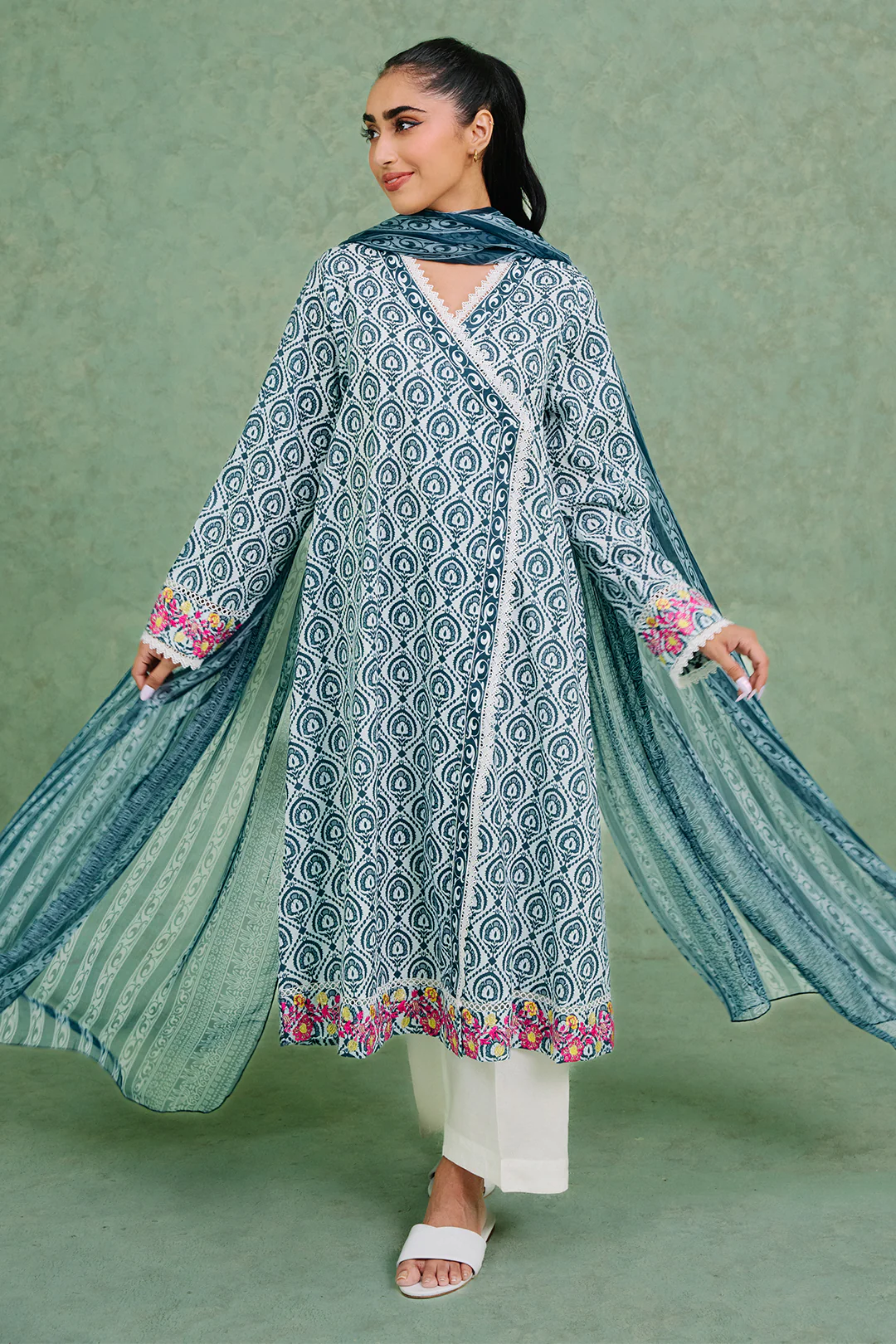 Embroidered  Kurta Dupatta - 1897 - Image 5