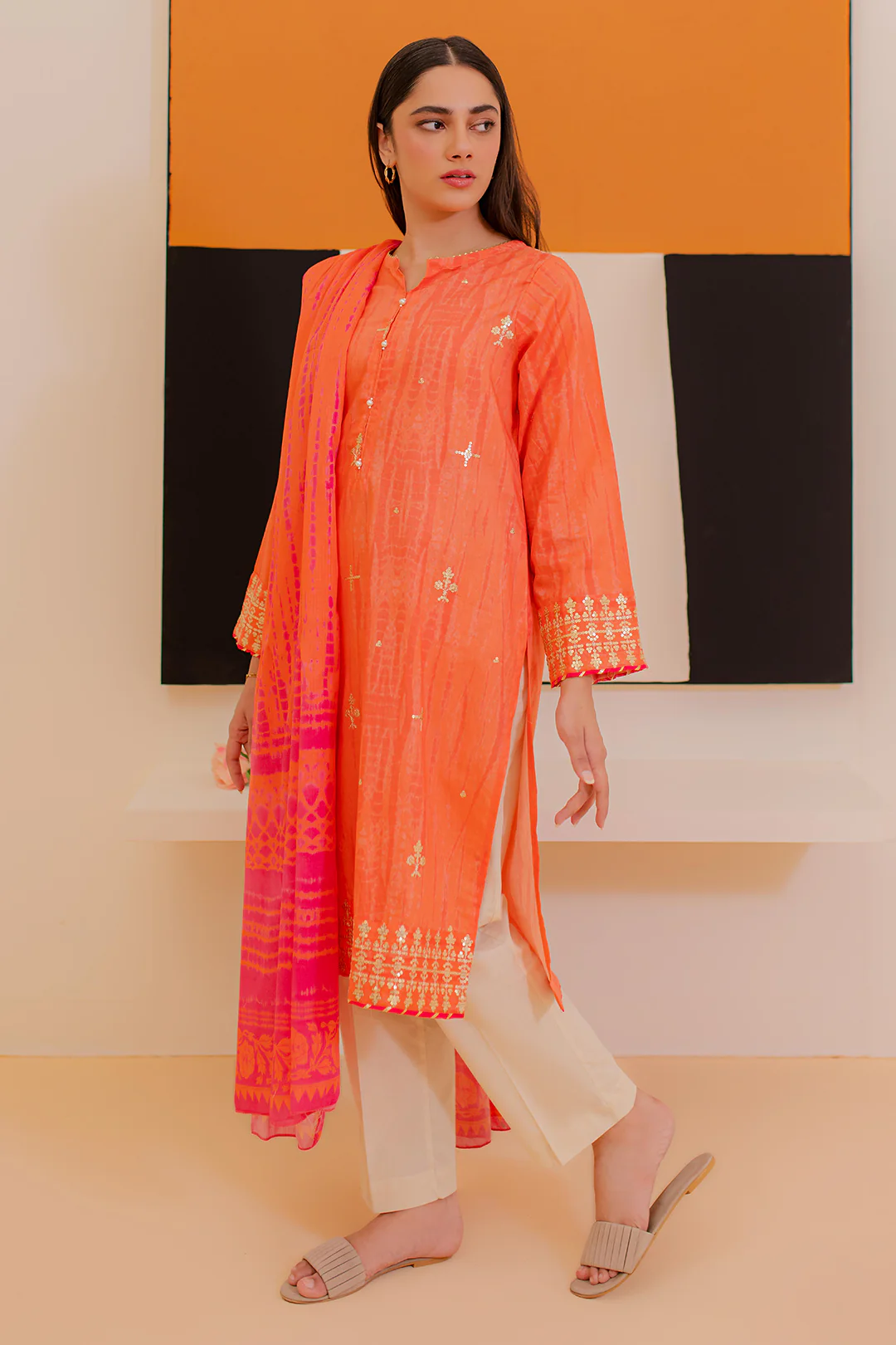 Embroidered Kurta Dupatta - 1899 - Image 3