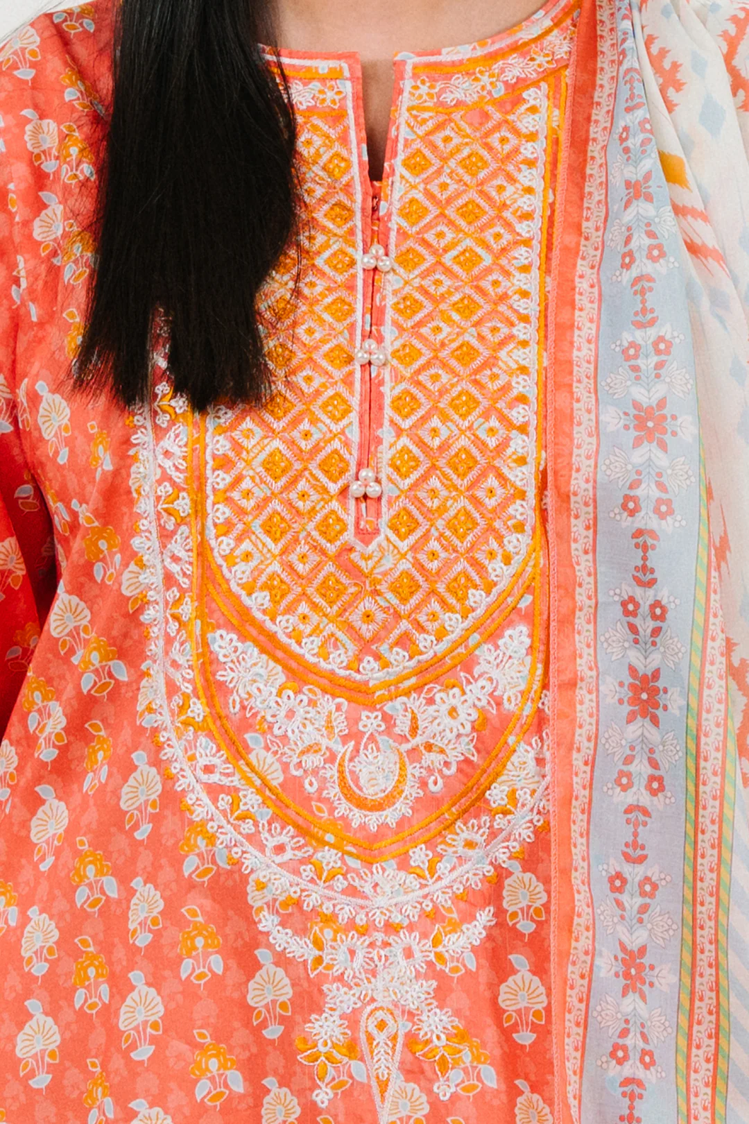 Embroidered  Kurta Dupatta - 1902 - Image 4