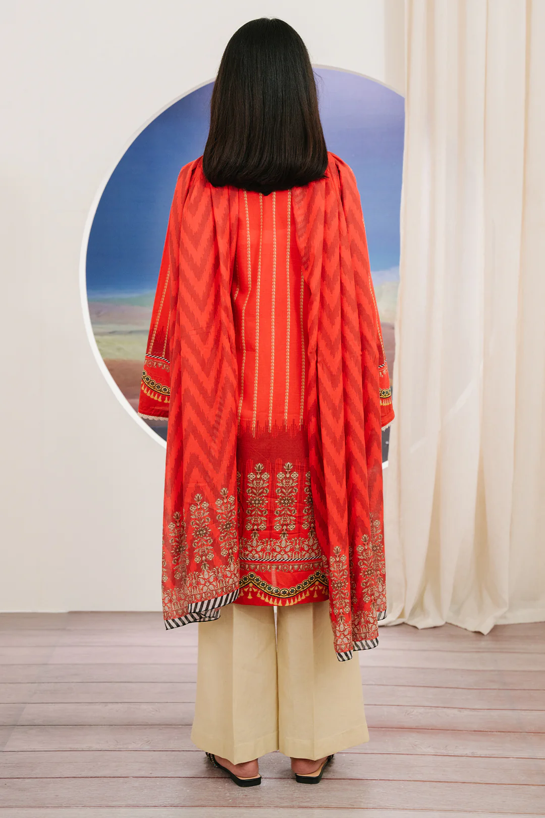 Embroidered Kurta Dupatta - 1904 - Image 3