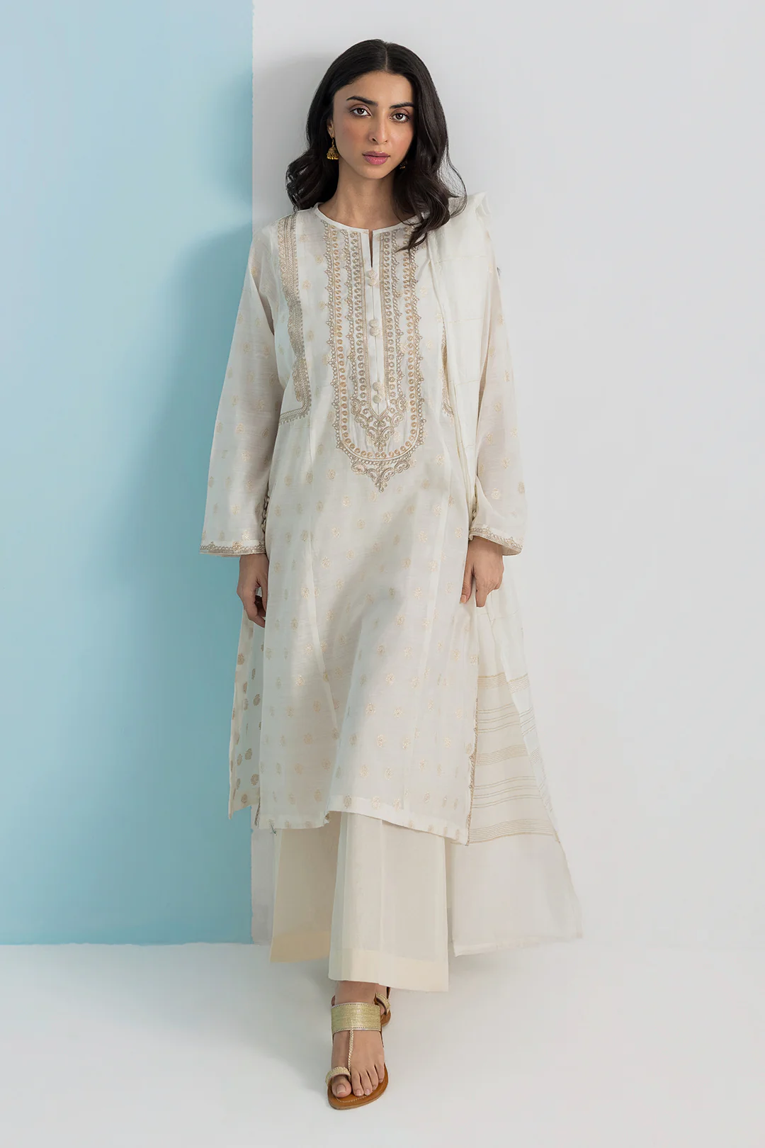 Embroidered Kurta Dupatta - 1977 - Image 2