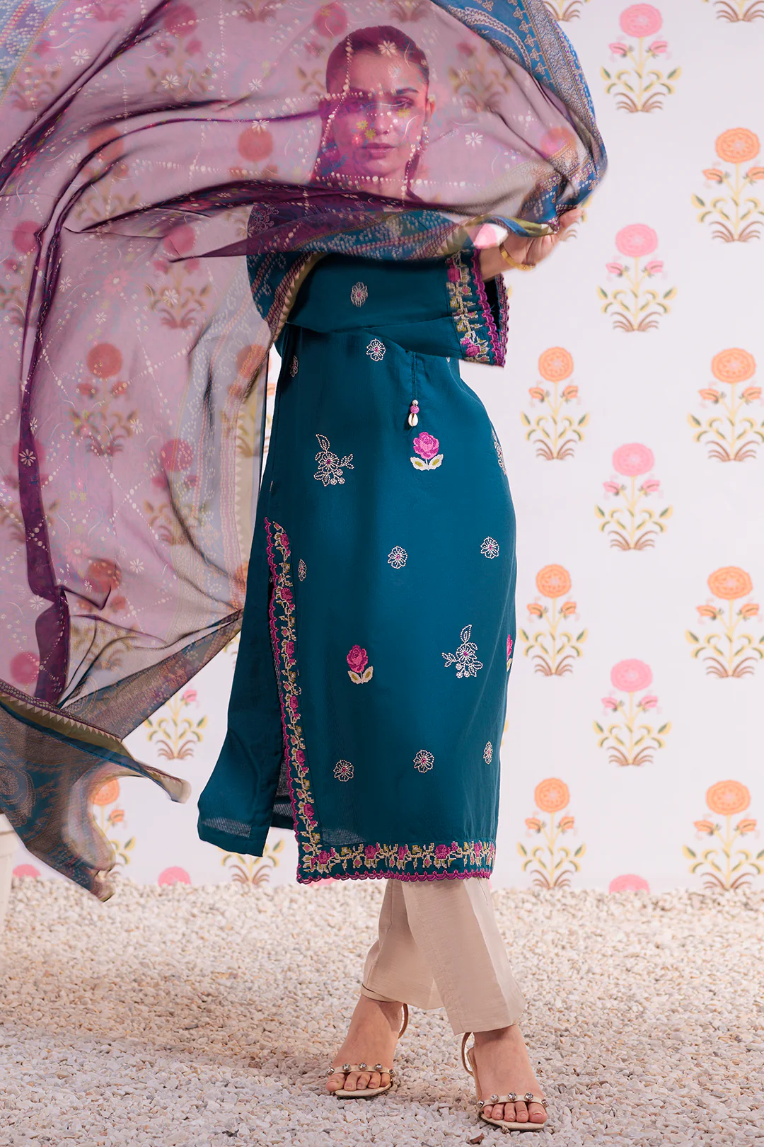 Embroidered Kurta Dupatta - 1986 - Image 6