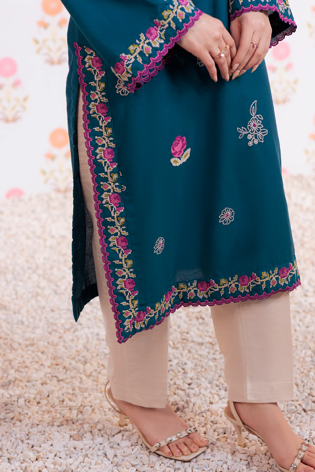 Embroidered Kurta Dupatta - 1986 - Image 8