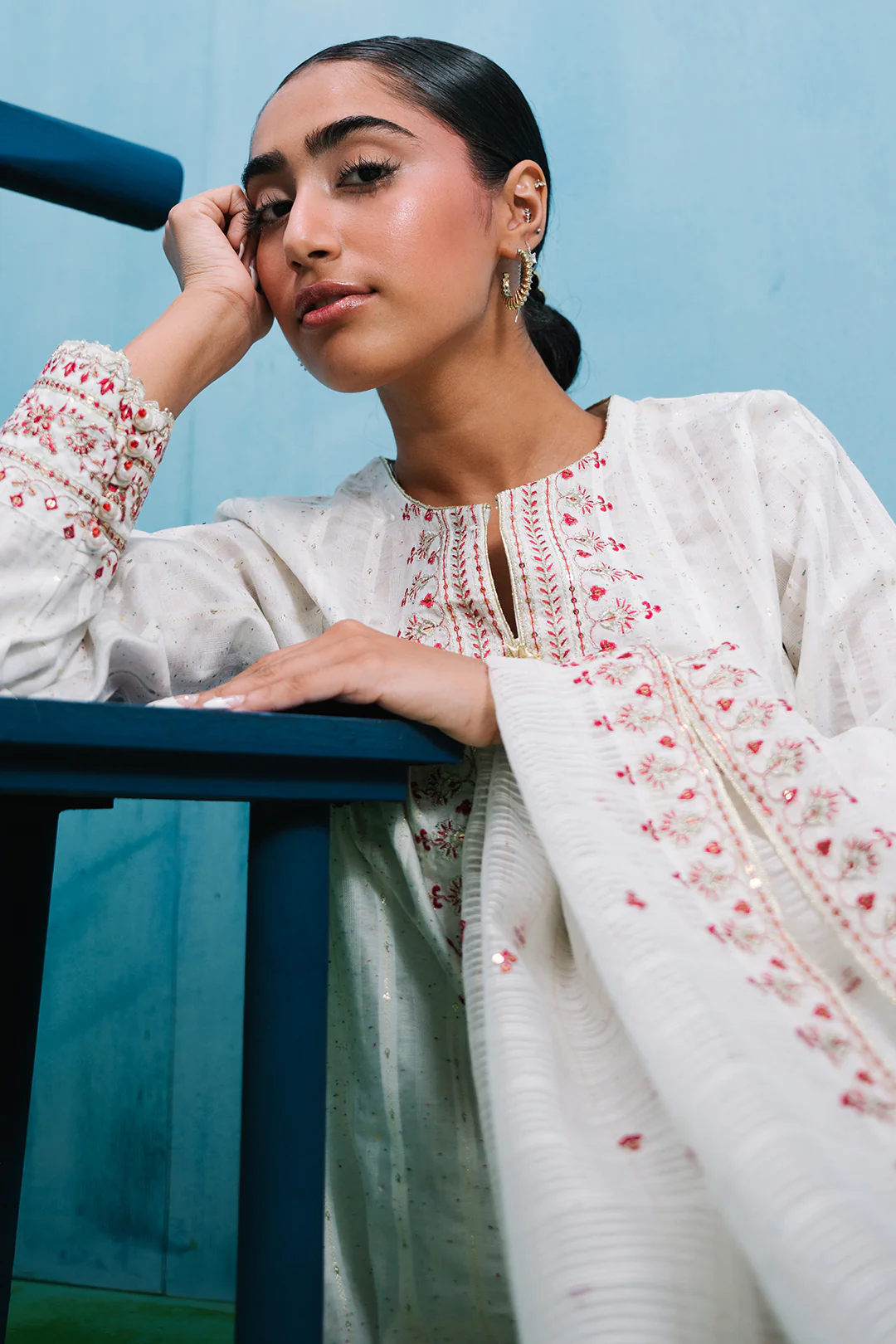 Embroidered Kurta Dupatta - 1987 - Image 5