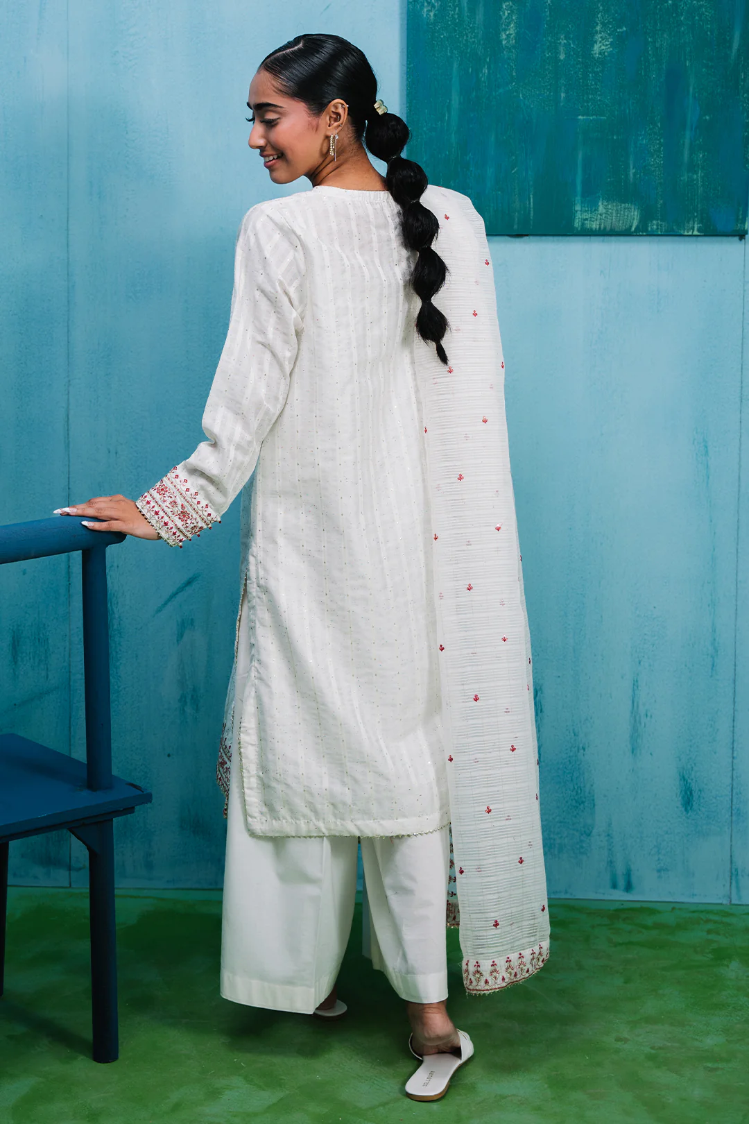 Embroidered Kurta Dupatta - 1987 - Image 6