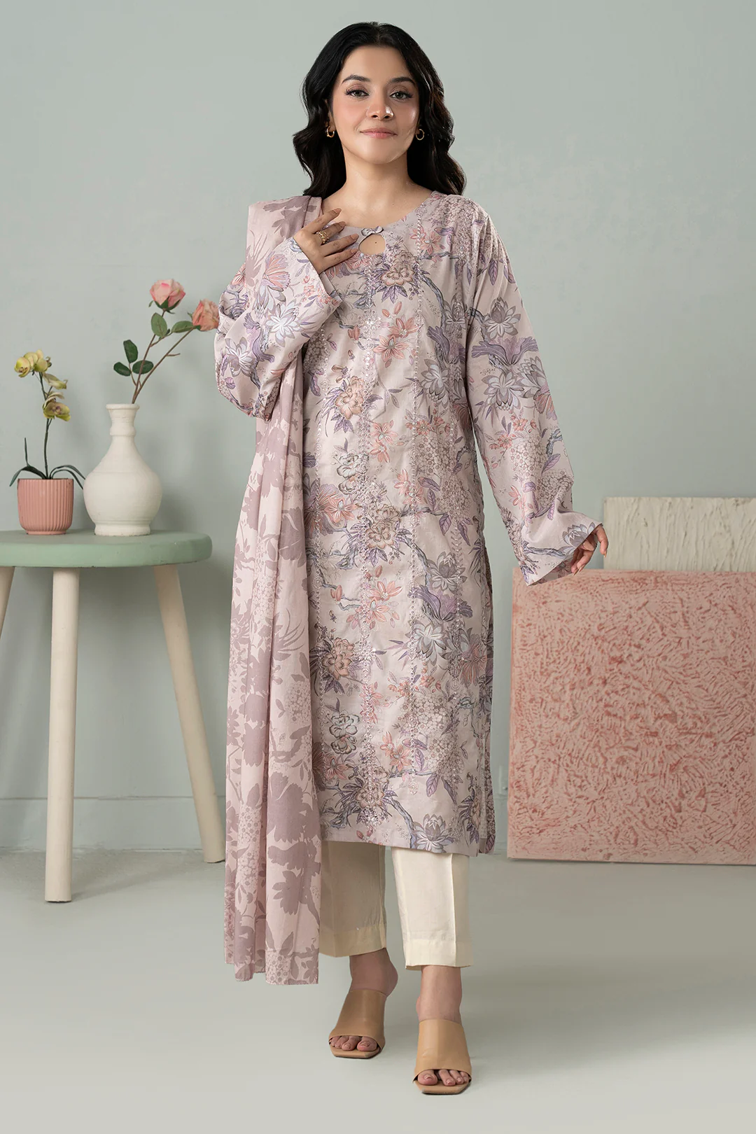 Embroidered Kurta Dupatta - 1433 - Image 4