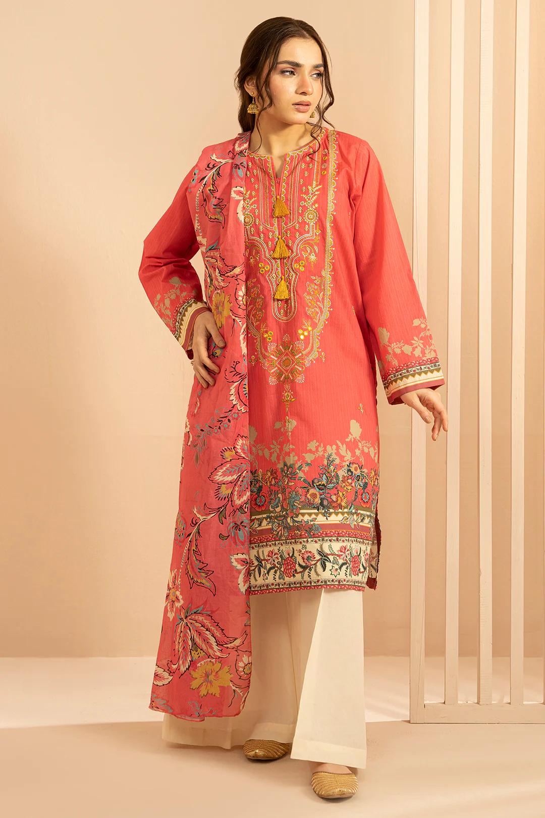 Embroidered Kurta Dupatta - 1477 - Image 5