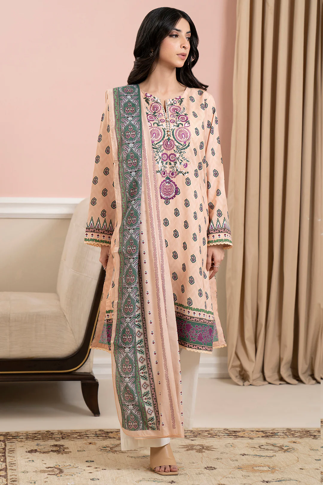 Embroidered Kurta Dupatta - 1551 - Image 3