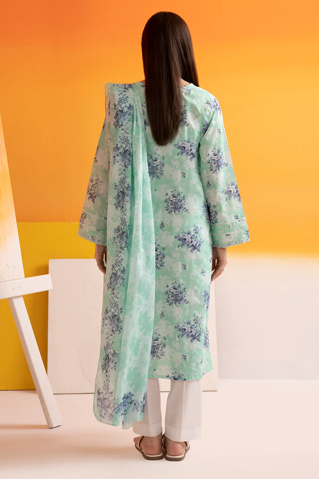 Embroidered Kurta Dupatta - 1610 - Image 7