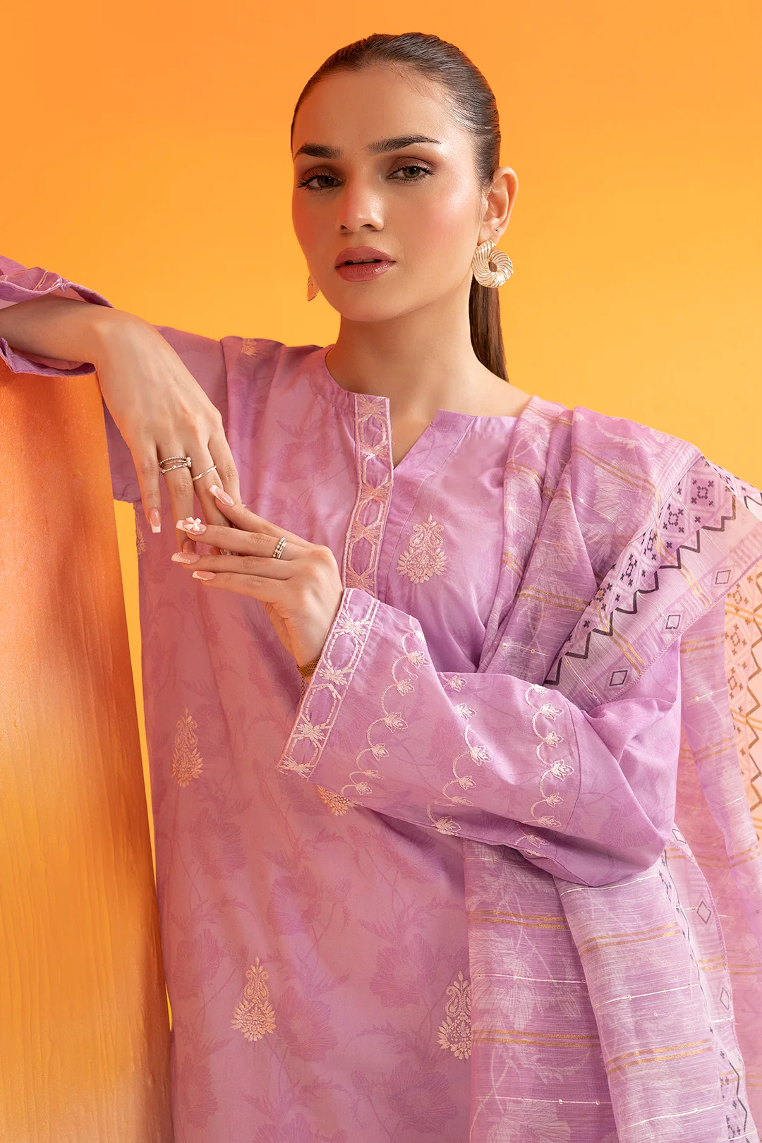 Embroidered Kurta Dupatta - 1670 - Image 5