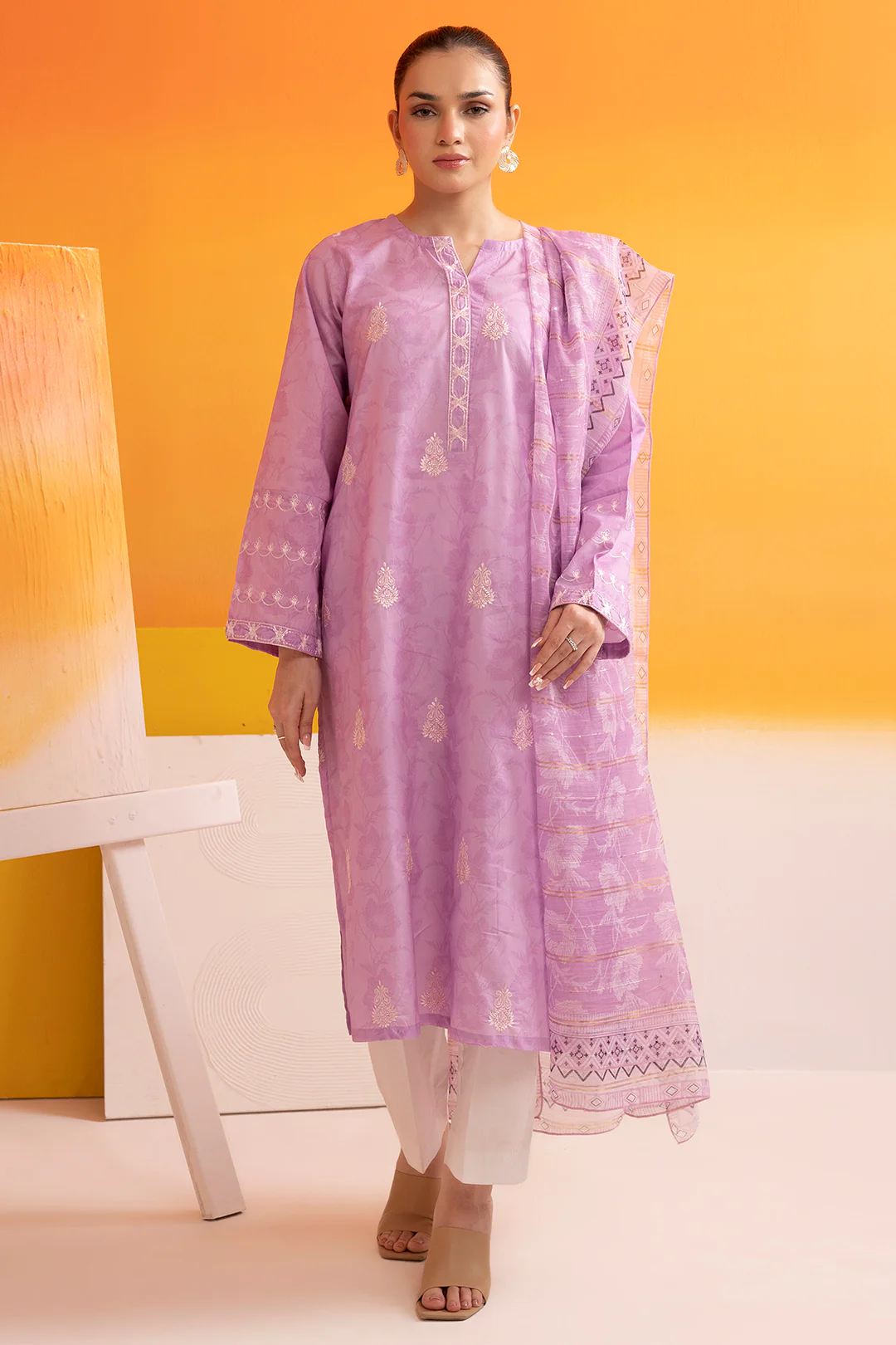 Embroidered Kurta Dupatta - 1670 - Image 6