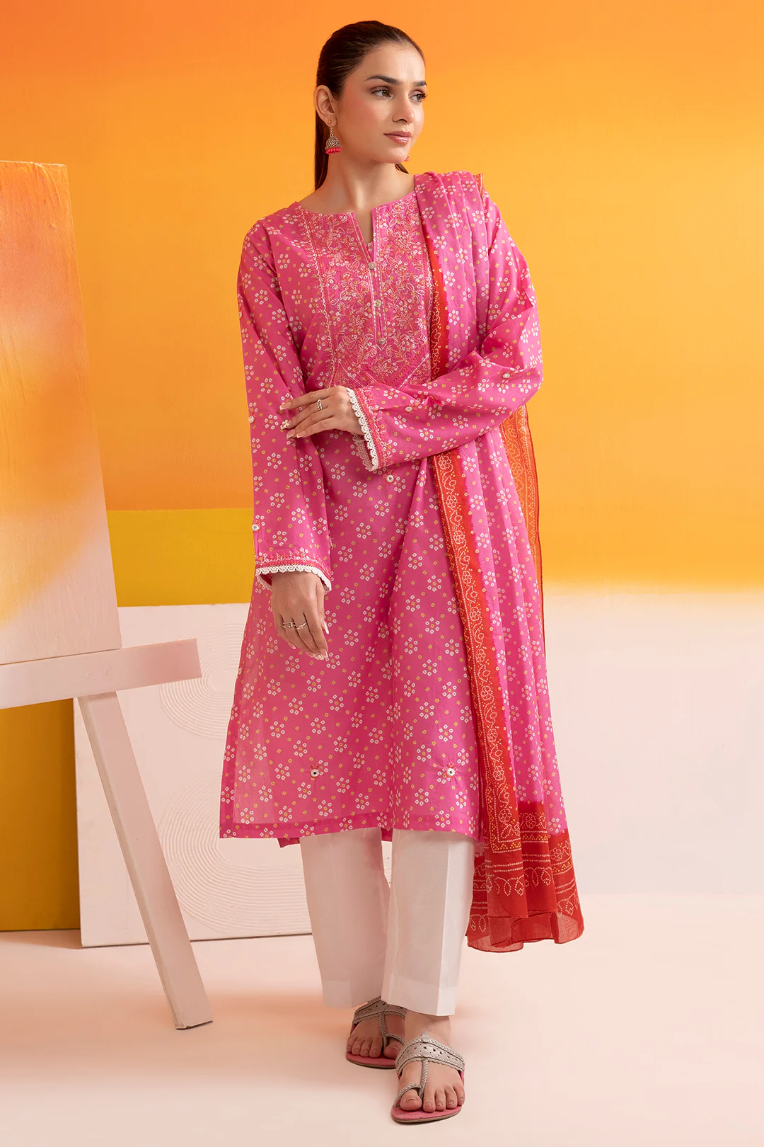 Embroidered Kurta Dupatta - 1809 - Image 3