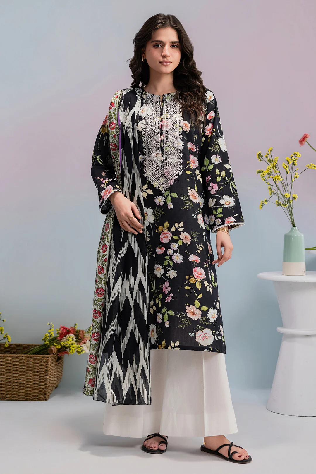 Embroidered Kurta Dupatta - 2433 - Image 3