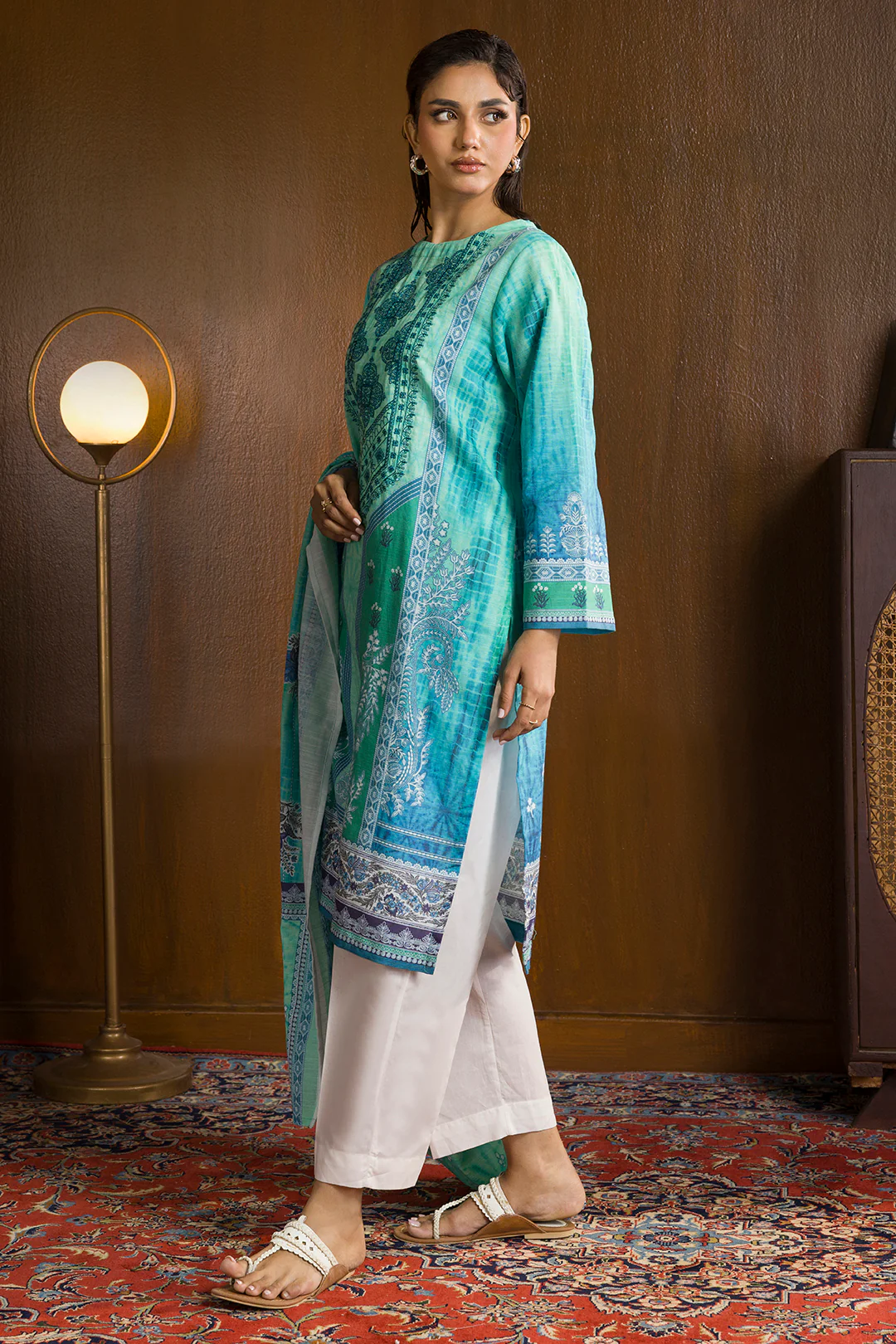 Embroidered Kurta Dupatta - 3064 - Image 8
