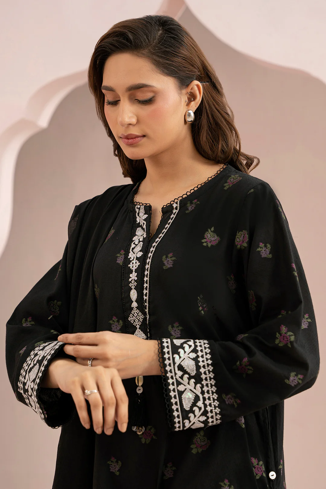 Embroidered Kurta Dupatta - 3345 - Image 7